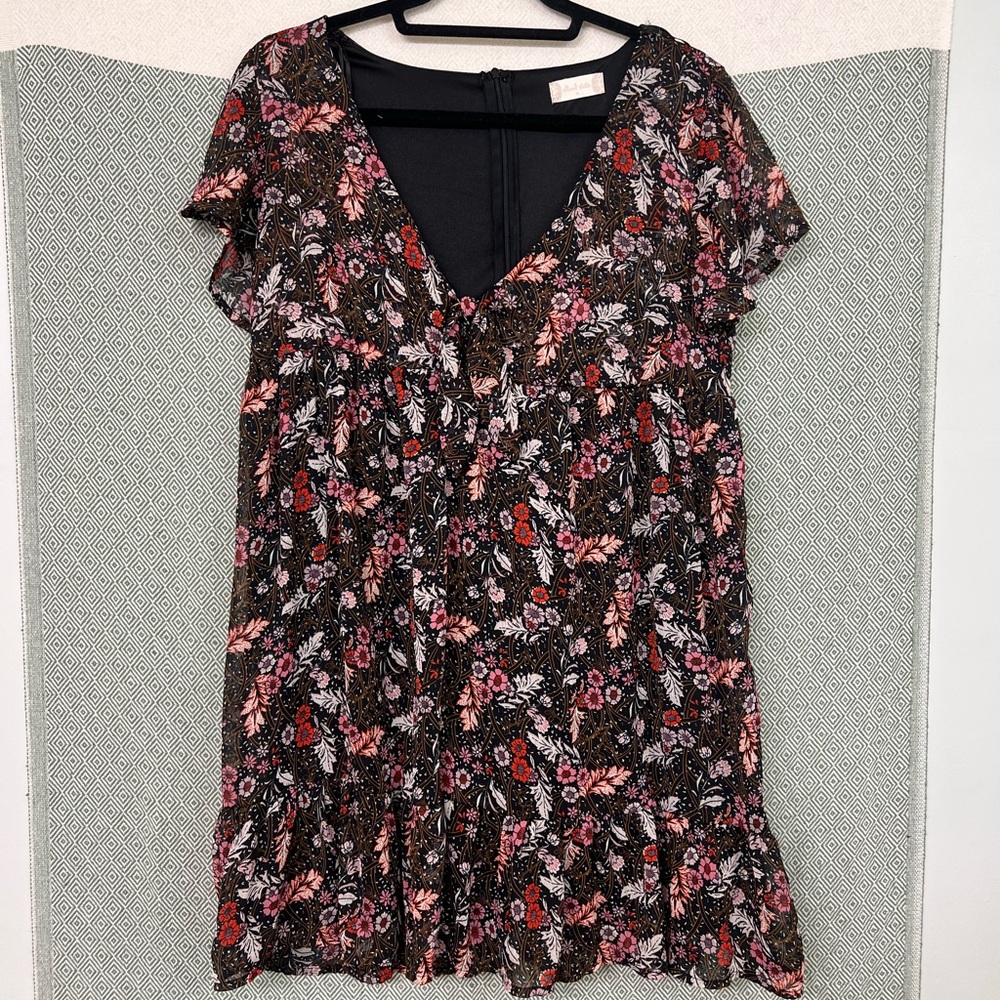 Altar'd State Floral Mini Dress - Black and Pink